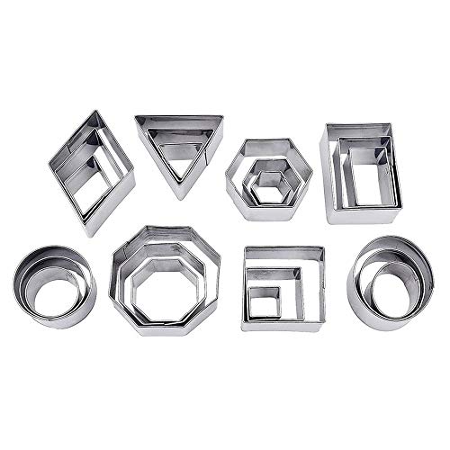 Mini Geometrische Cookie Keks Ausstecher Set, 24 Stücke Metall Ausstechformen Set Einfacher Rand Geometrische Formen Mini Schneider, DIY Tools für Backen, Weihnachten von VOARGE (Rechteck) (Octagon) von Voarge