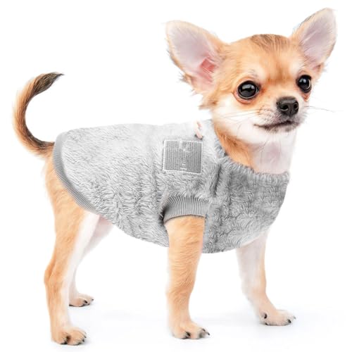 Voarge Haustier-Wintermantel aus Wolle mit D-Ring, Winter Warmer Hund Katzenpullover Kleidung Haustiermantel Kostüm Welpenpullover, Grau, M (Grau, M) von Voarge