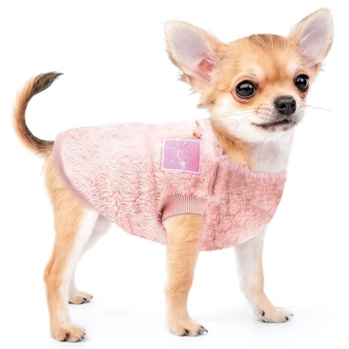 Voarge Haustier-Wintermantel aus Wolle mit D-Ring, Winter Warmer Hund Katzenpullover Kleidung Haustiermantel Kostüm Welpenpullover, Grau, M (Rosa, S) von Voarge