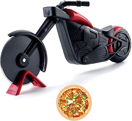 Voarge Motorrad Pizzaschneider, Edelstahl Pizza Roller, Kreative Werkzeuge, Pizza Cutter mit Scharfem Schneiderad & Ständer für Weihnachten Party Kreativ Geschenke von Voarge