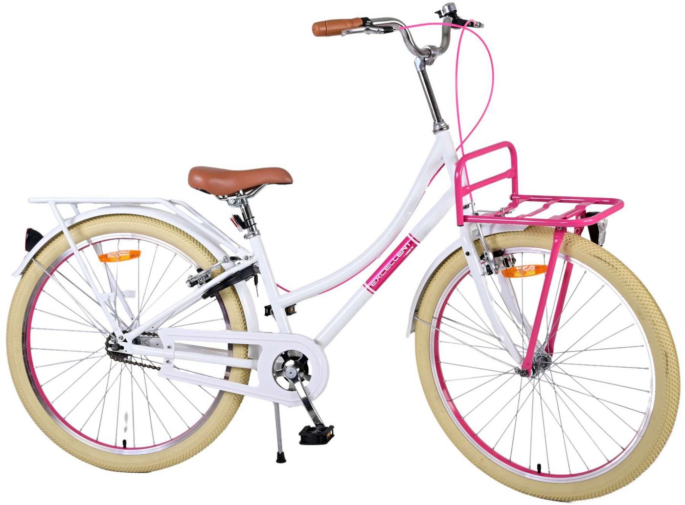 Volare Kinderfahrrad Excellent - Mädchen - 20, 24 oder 26 Zoll-bis 115kg- Zwei Handbremsen, 85% zusammengebaut, 6 - 12 Jahre, weiß/rosa/grün/schwarz von Volare