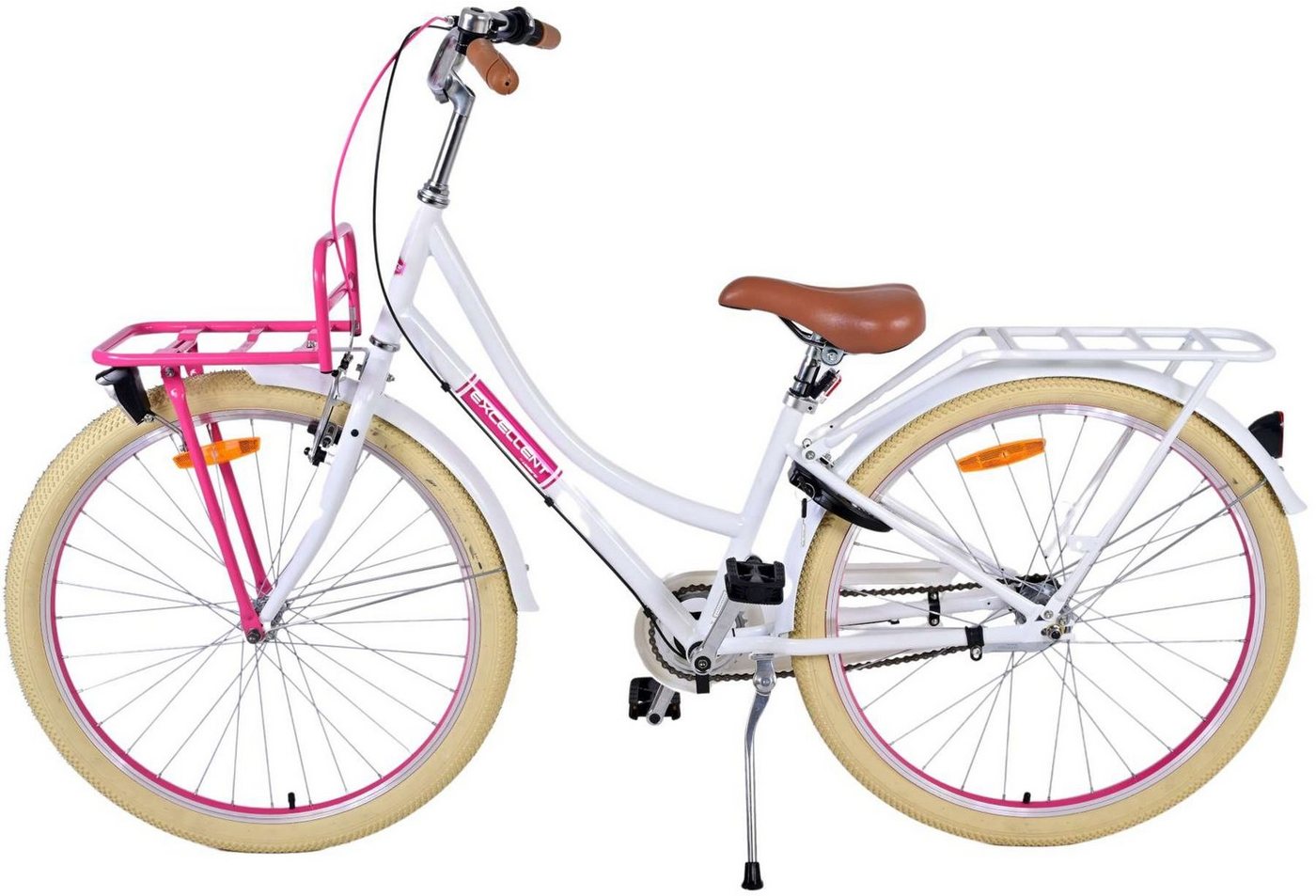 Volare Kinderfahrrad Excellent - Mädchen - 24, 26 Zoll - 3 Gänge - Weiß,Rosa,Grün,Schwarz, Microshift, bis 115 kg, 85% zusammengebaut, 8 - 12 Jahre, Kleidergröße: 140 - 152 von Volare