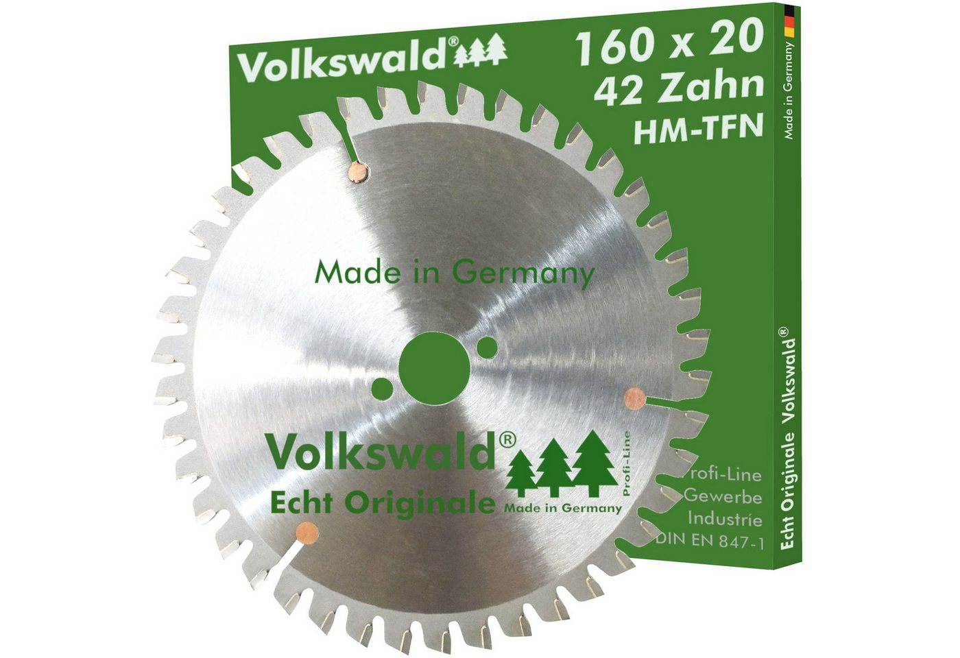 Volkswald Kreissägeblatt Volkswald ® HM-Kreissägeblatt TFN 160 x 20 mm Z= 42 Hart- Weichholz, Echt Originale Volkswald® Made in Germany von Volkswald