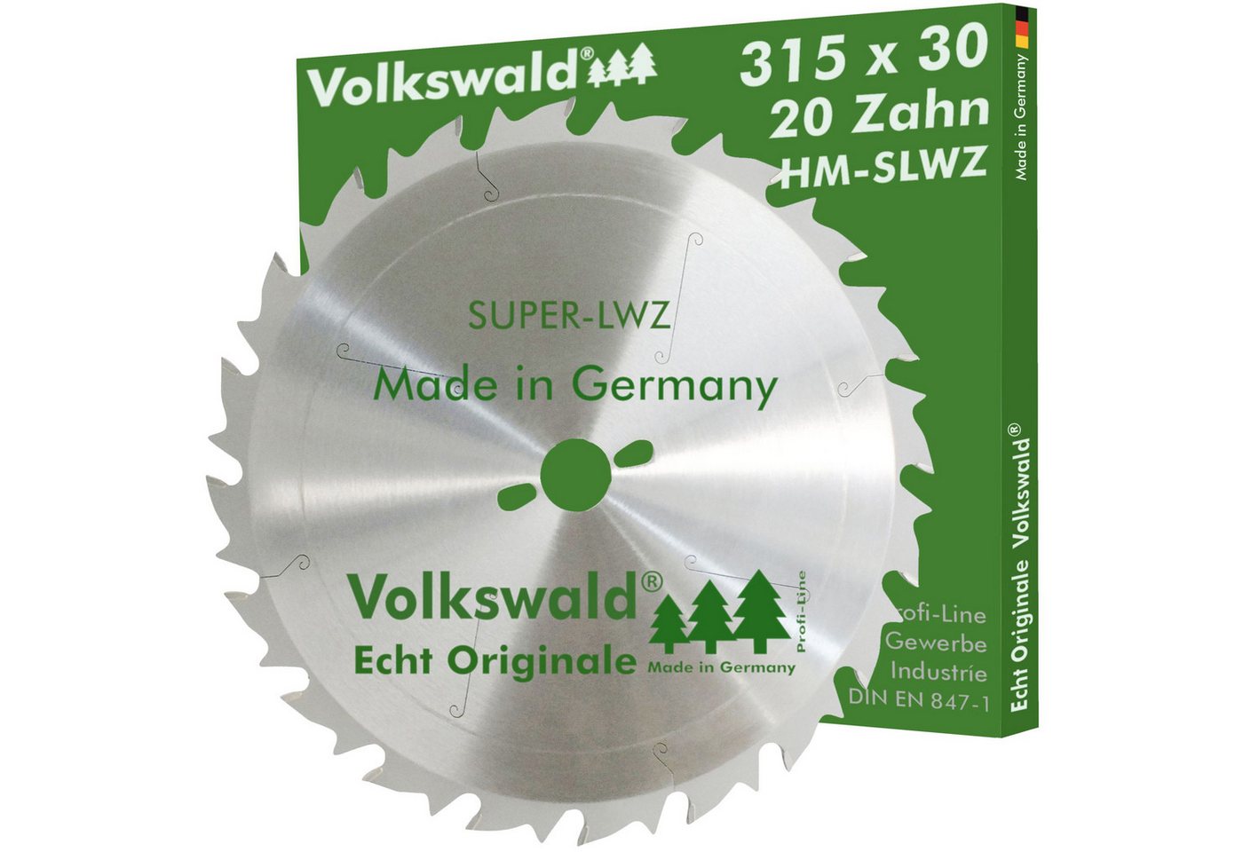 Volkswald Kreissägeblatt Volkswald ® HM-Sägeblatt SLWZ 315x30mm Z= 20 Kreissägeblatt Hartholz, Echt Originale Volkswald® Made in Germany von Volkswald