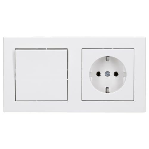 Panasonic Karre Plus 55 Komplett-Set: WDTM01032NC Wechselschalter Einsatz+ WDTR00011WH Wippe + WDTT03022WH SCHUKO Schutzkontakt-Steckdose + WDTF00022WH Abdeckrahmen 2-fach, reinweiß 55x55 mm Panasonic Karre Plus 55 Komplett-Set: WDTM01032NC Wechselschalter Einsatz+ WDTR00011WH Wippe + WDTT03022WH SCHUKO Schutzkontakt-Steckdose + WDTF00022WH Abdeckrahmen 2-fach, reinweiß 55x55 mm von Voltking