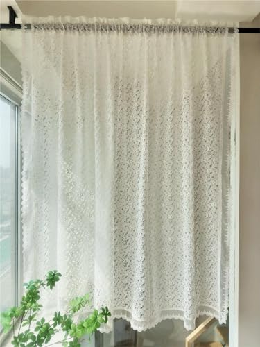 Vordesack Jacquard Scheibengardine mit zarten Floral Muster Sanfte Landhausstil Bistrogardine mit Stangendurchzug Gardine mit Spitzenkante 1 Stück Weiß HxB 140x150cm Vordesack Jacquard Scheibengardine mit zarten Floral Muster Sanfte Landhausstil Bistrogardine mit Stangendurchzug Gardine mit Spitzenkante 1 Stück Weiß HxB 140x150cm von Vordesack