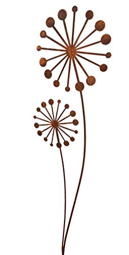 Gartenstecker Puste - Blume 134cm x 30cm Metall Rost Gartendeko Edelrost Groß von Vosteen