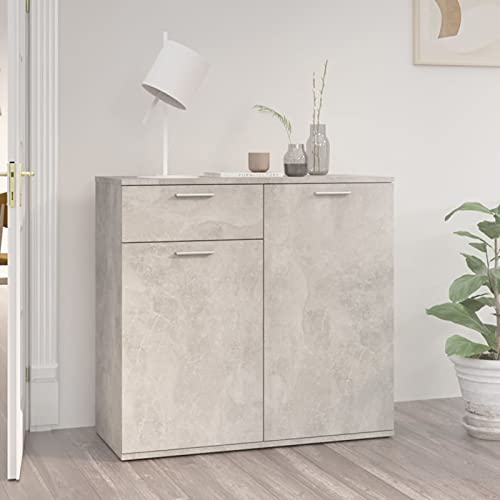 Voupuoda Sideboard, Flurschrank, Beistellschrank, Dielenschrank, Aufbewahrungsschrank, Schrank, Anrichte, Betongrau 80x36x75 cm Spanplatte von Voupuoda