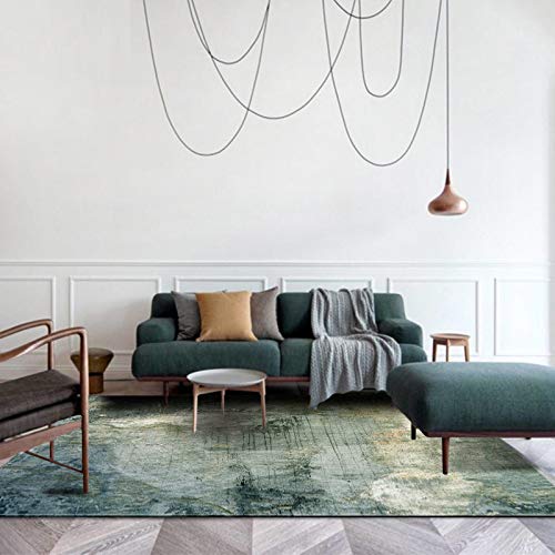 Vqbawmloㅤ Indoor Groß Teppich Waschbarer Kurzflor Wohnzimmer Teppich rutschfest Moderne Deko Teppich Modernes abstraktes minimalistisches Aquarellgrün 180 x 280 cm von Vqbawmloㅤ