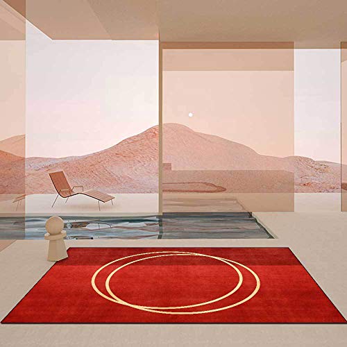 Vqbawmloㅤ Kurzflor Modern Teppich rutschfest Waschbar Teppich Schlafzimmer Esszimmer KüChe Teppich Modisches, leichtes, luxuriöses, Schlichtes Rot 100 x 160 cm von Vqbawmloㅤ