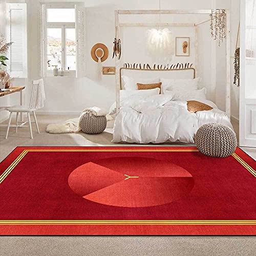 Vqbawmloㅤ Kurzflor rutschfest Teppich Dauerhaft Waschbar Teppich Flur Küche Wohnzimmer Schlafzimmer Teppich Leichte, luxuriöse, einfache goldrote Geometrie 80 x 200 cm von Vqbawmloㅤ