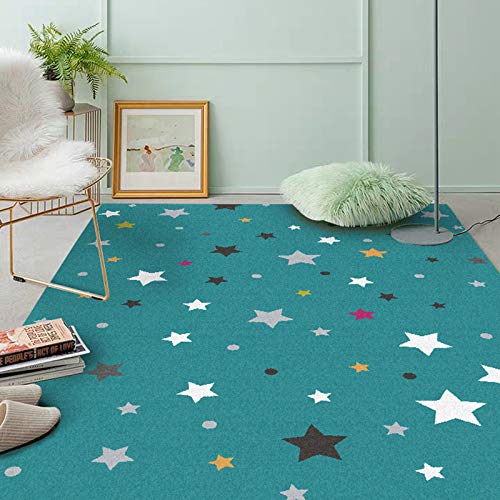 Vqbawmloㅤ Wohnzimmer Waschbarer Teppich Kurzflor rutschfest Dauerhaft Teppich Esszimmer Schlafzimmer Teppich moderner einfacher Blauer Stern 180 x 250 cm von Vqbawmloㅤ