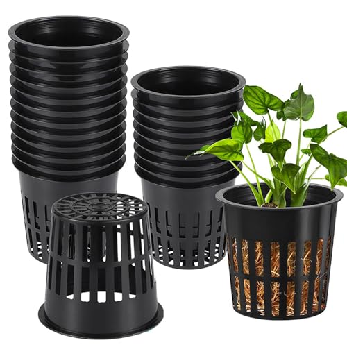 Vueinrg 30 Stück Hydrokultur Netztöpfe, 8.3cm Wasserkultur Pflanzkorb Pflanzen Töpfe Hydrokultur Pflanzen Net Pot für Hydroponics Garden Supplies(Schwarz) von Vueinrg