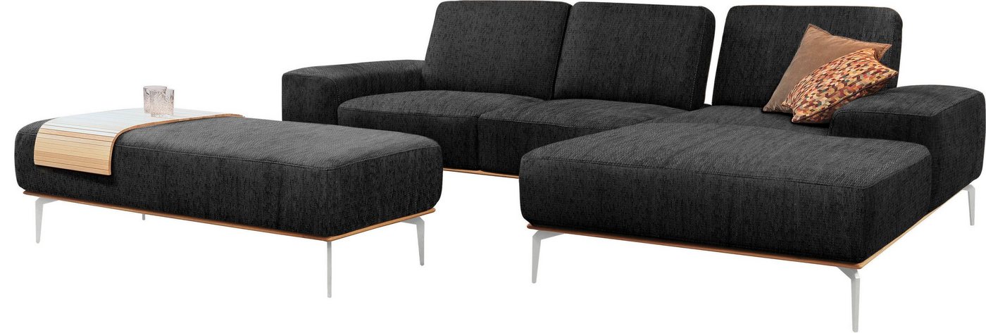 W.SCHILLIG Ecksofa run, mit elegantem Holzsockel, Füße in Chrom glänzend, Breite 279 cm von W.SCHILLIG