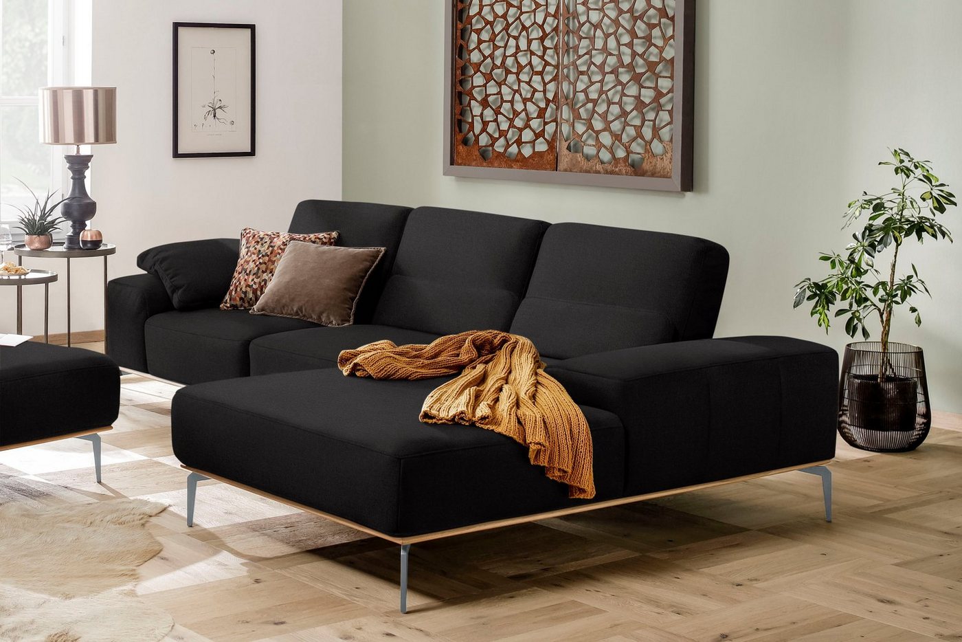 W.SCHILLIG Ecksofa run, mit elegantem Holzsockel, Füße in Silber matt, Breite 299 cm von W.SCHILLIG