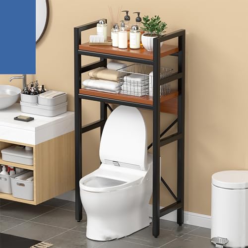 WABMJGW Über dem WC-Aufbewahrungsregal mit 2 Ebenen/3 Ebenen, Badezimmer-Aufbewahrungsregaleinheiten, freistehende Toiletten-Aufbewahrungseinheit, platzsparend für den Wäschebalkon,Black 2 Tier von WABMJGW
