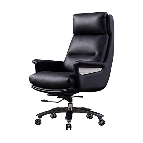 Boss Chair Chefsessel, verstellbarer Hebe- und Neigungswinkel von 135°, ergonomische Bürostühle, sitzender, bequemer, drehbarer Computersitz für das Heimbüro (Farbe: Weiß a, Leder: Rindsleder), von WADRBSW