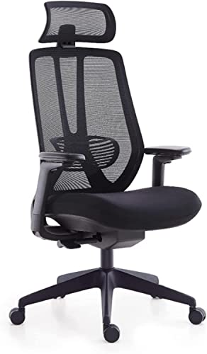 Ergonomischer Bürodrehstuhl mit Rückenstütze und verstellbaren Armlehnen, multifunktionaler Stuhl, Chefsessel und Profi-Gaming-Stuhl mit Rollen, unterstützt bis zu 150 kg, schwarz, eine Seite, um von WADRBSW