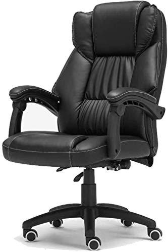 Ergonomischer Bürostuhl, Hebestuhl, Boss-Stuhl, Schreibtischstuhl mit hoher Rückenlehne, Armlehnen und bequemem, dickem Kissen, Computerstuhl aus Leder, groß und hoch (Farbe: Schwarz), interessant To von WADRBSW