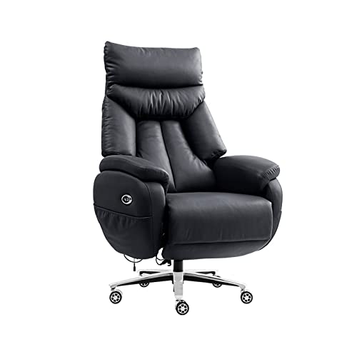 Luxuriöse Boss Chair-Chefsessel, hochwertiger Managersitz mit elektrisch klappbarer Fußstütze, verstellbarer, anhebbarer, drehbarer Computerstuhl, bequemer, ergonomischer Bürostuhl, hoch (schwarzes von WADRBSW