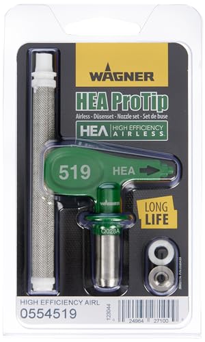 WAGNER HEA ProTip Düse 519, Airless-Düse für Grundierungen, Lacke, Dispersionen, Latexfarben, Flamm- und Korrosionsschutz, < 55% weniger Sprühnebel, grün von WAGNER