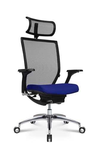 WAGNER Titan 10 ergonomischer Profi Bürostuhl mit Armlehnen und Dondola Sitzgelenk 5 Jahre Garantie Netzrücken schwarz Sitz blau von WAGNER