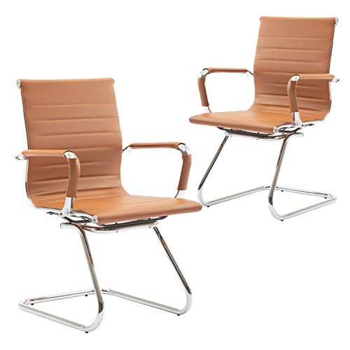 Wahson Konferenzstuhl aus PU-Leder Besucherstuhl mit Chromgestell, Bürostuhl 2 Stück (Terracotta) von WAHSON OFFICE CHAIRS