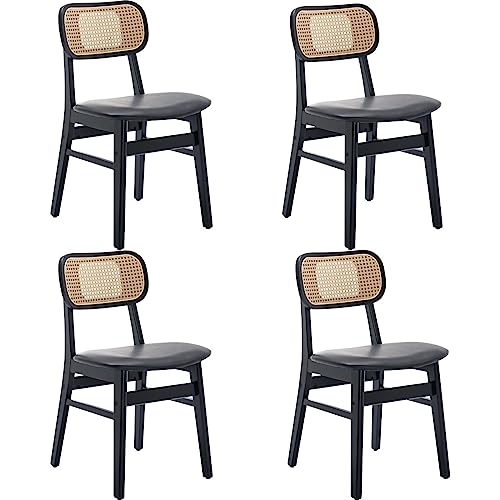 Wahson Rattansessel Esszimmerstühle 4er Set, Küchenstuhl Rattanstuhl Rustikaler Sessel, Lesestuhl mit Massivholzbeinen, bequemer Retro Sessel für Wohnzimmer/Esszimmer von WAHSON OFFICE CHAIRS