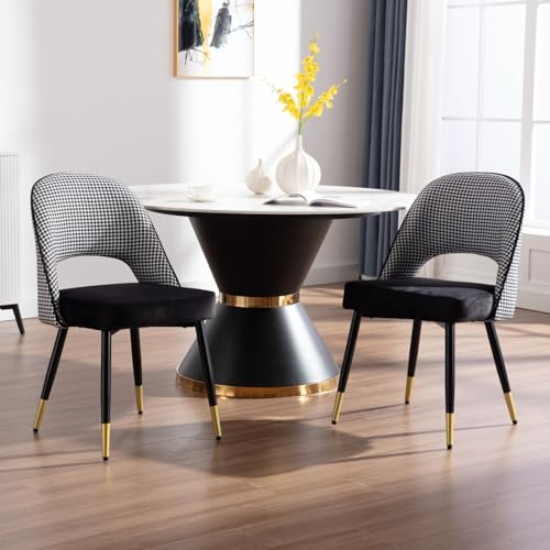 Wahson Samt Esszimmerstühle 2er Set Modern Seitenstühle Küchenstühle mit Metallbeinen Polsterstuhl für Esszimmer/Wohnzimmer/Küche, Schwarz von WAHSON OFFICE CHAIRS