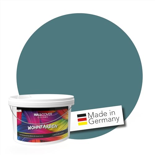 WALLCOVER Colors Wandfarbe Petrol blau-grün 2,5L für innen blau-grüne Farbtöne hohe Deckkraft verschiedene Größen Wohnfarben reinigungsfreundlich atmungsaktiv spritzfeste Verarbeitung von WALLCOVER