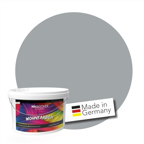 WALLCOVER Colors Wandfarbe Grau für Innen 2.5 L Innenfarbe Moon 1F Matt | Profi Farbe Innenwandfarbe in Premium Qualität | weitere Größen und Farbtöne erhältlich von WALLCOVER