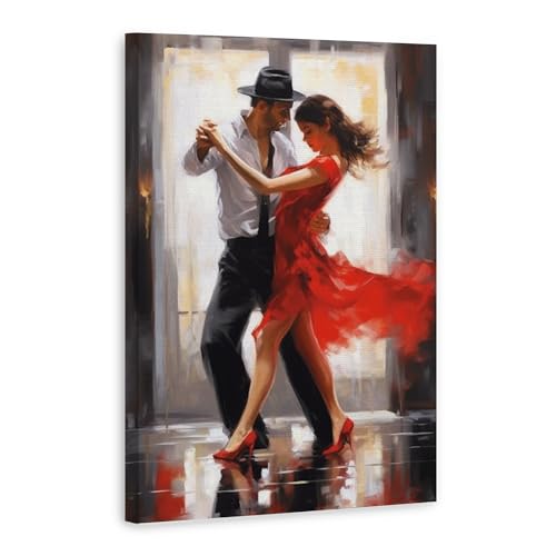 WALUDVLK Kunstdruck auf Leinwand, Motiv "Paartanzen", romantisches Tango-Tänzer, Vintage-Poster, Hauseinweihungsgeschenk für Liebhaber oder besondere Paare, ideal für einen Jahrestag oder Verlobung, von WALUDVLK