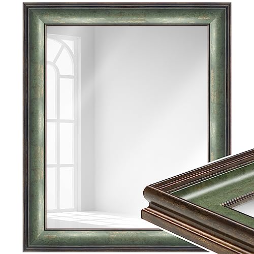 WANDStyle Spiegel Barock und Antik Stil I Außenmaß ca. 40 x 100 cm I Farbe Grün I grüner Wandspiegel aus Massivholz I Made in Gemany I H235 von WANDStyle
