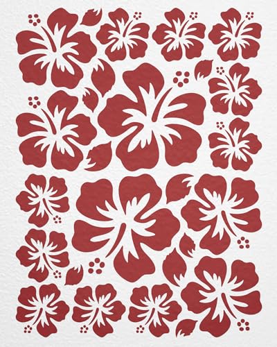 WANDfee Wandtattoo Hibiskus Blumen Hibiskusblüten FARBWUNSCH dunkelrot Wandsticker Wandaufkleber Fliesenaufkleber von WANDfee