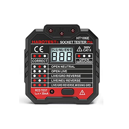 Steckdosenprüfer mit Spannungsanzeige Steckdose Automatischer Stromkreis Polarität Spannungsprüfer Wandstecker Unterbrecher Finder von WANGCL