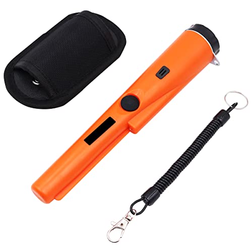 WANGCL Tragbarer Metalldetektor, tragbar, 360°-Such, Schatzpunktsucher, mit Alarmlicht, hochempfindlich, IP66, wasserdicht, mit Holster, Orange von WANGCL