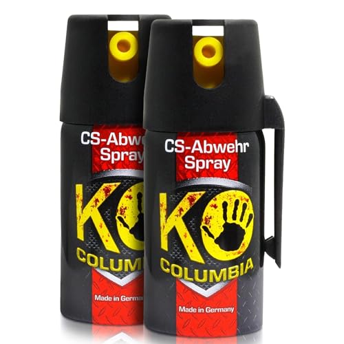 Columbia KO CS hochdosiertes Abwehrspray - Sicheres Gefühl unterwegs - Made in Germany - 80g Reizstoff CS wirkungsvolles effektives Verteidigungsspray - bis zu 1-1,5 m Reichweite (2 Stück 40ml) von Columbia