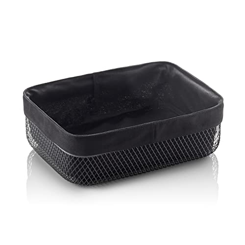 WAS Germany Brotkorb - dekorativer Drahtkorb für Brot und Backwaren - aus pulverbeschichtetem Metall mit Baumwolleinsatz - schwarz - 27 x 20 x 8,5 cm WAS Germany Brotkorb - dekorativer Drahtkorb für Brot und Backwaren - aus pulverbeschichtetem Metall mit Baumwolleinsatz - schwarz - 27 x 20 x 8,5 cm von WAS Germany