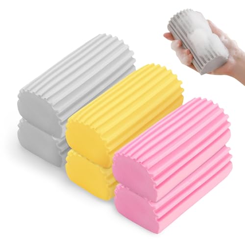 WATUNID 6 Stück Wiederverwendbare Staubschwämme, Damp Clean Duster Sponge, Schmutzradierer Schwamm, Haushalt Reinigungsschwamm für Jalousien Glas Geländer Baseboards Lüftungsschlitzen Fenster von WATUNID