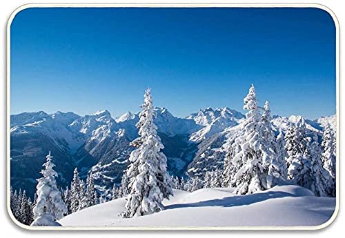 3D-Druck Fußmatte Winter Mountains Schneetürmatten rutschfeste Bodentürmatte Für Den Eingangsweg Indoor Front Door Badezimmer Küchenteppich Indoor Home Decor Geschenk 40X60 cm von WAXB