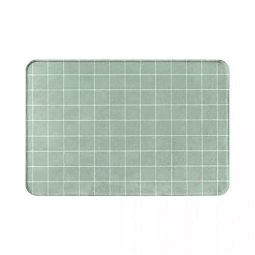 WAXB Bodenmatte 3D-Druck Aesthetic Square Grid Salbeigrün Fußmatte Teppich Teppich Matte Fußpolster Rutschfester Eingang Küche Schlafzimmer Balkon Wc von WAXB