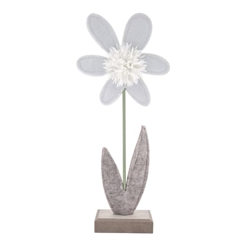 WB wohn trends Filz-Blume auf Holz-Fuß, weiß klein 21,5x9,5x4cm, Ostern Frühling Sommer, Auswahl von Farbe und Größe möglich von WB wohn trends