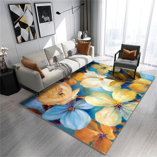 WBDYMX Esszimmer Teppich Fußmatten Für Drinnen Pflegeleichter, Rechteckiger Teppich Mit Niedrigem Flor, rutschfest Küchenteppich 80X150Cm von WBDYMX