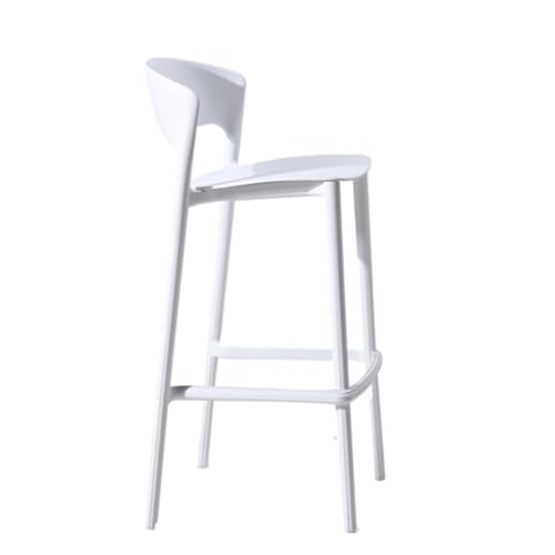 Barhocker Einfache Barstühle, Barstühle Mit Kunststoffrückenlehne, Stapelbare Hohe Hocker for Die Rezeption, Leichte Luxus-Barstühle Bar Stool (Color : White, Size : A) von WCQSYY