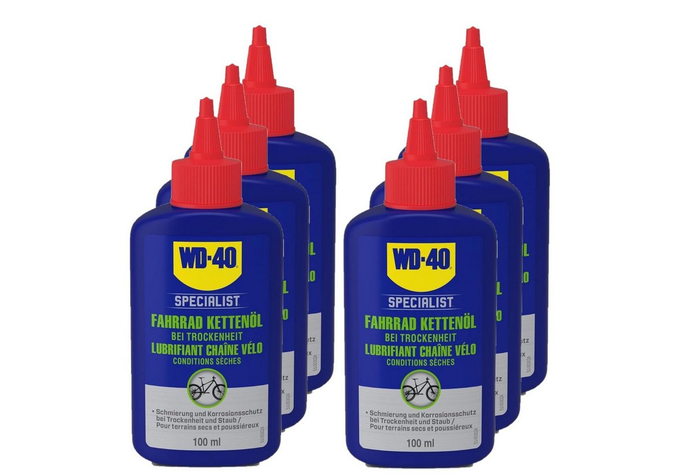 WD-40 Schmierfett Specialist Fahrrad Kettenöl Trockenheit 6x100ml, 600 ml, (6-St) von WD-40