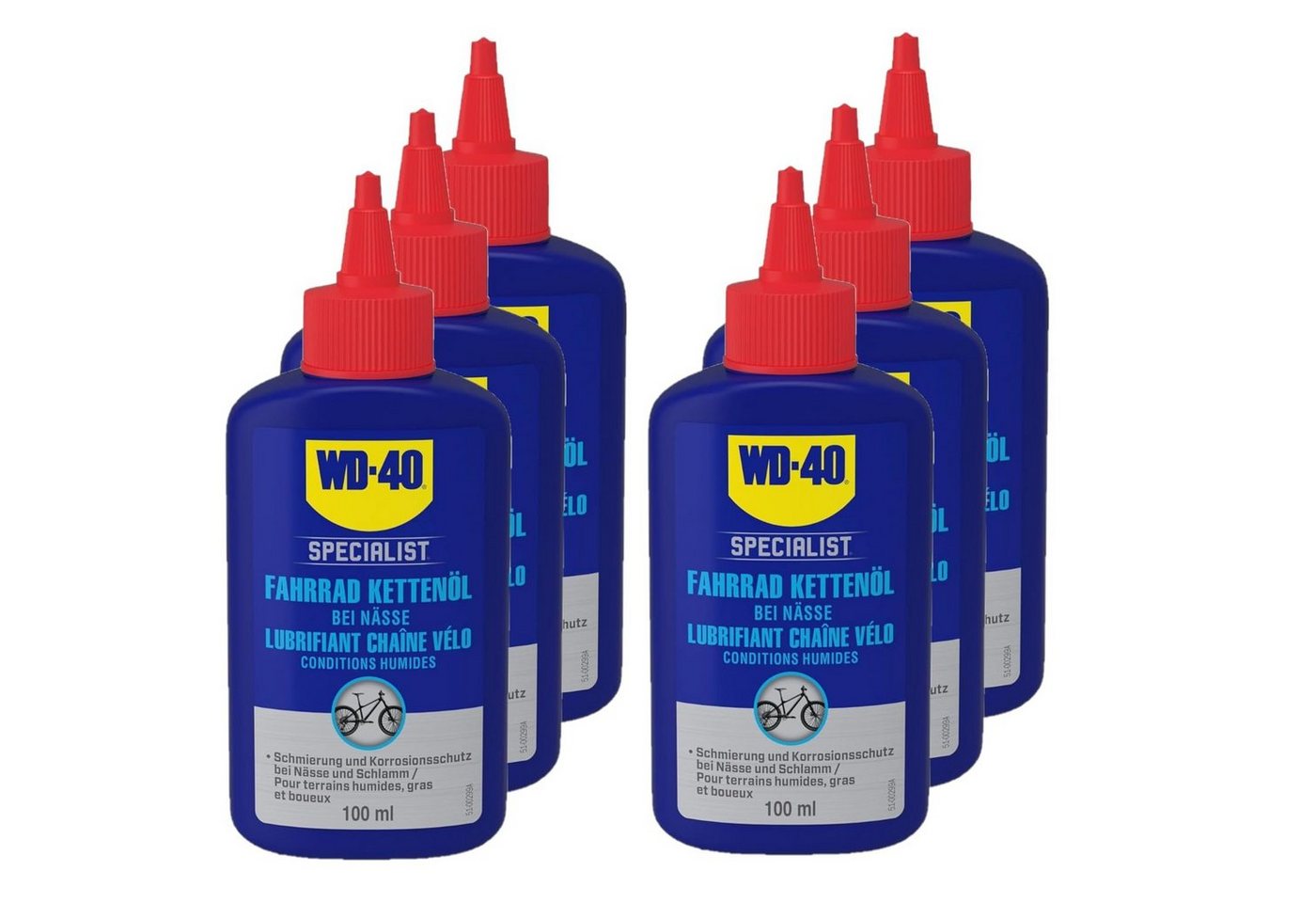 WD-40 Schmierfett Specialist Fahrrad Kettenöl bei Nässe 6x100ml, 600 ml, (6-St) von WD-40