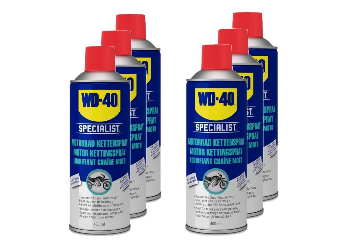 WD-40 Schmierfett Specialist Motorrad Kettenspray 6x400ml, 2400 ml, (6-St) von WD-40