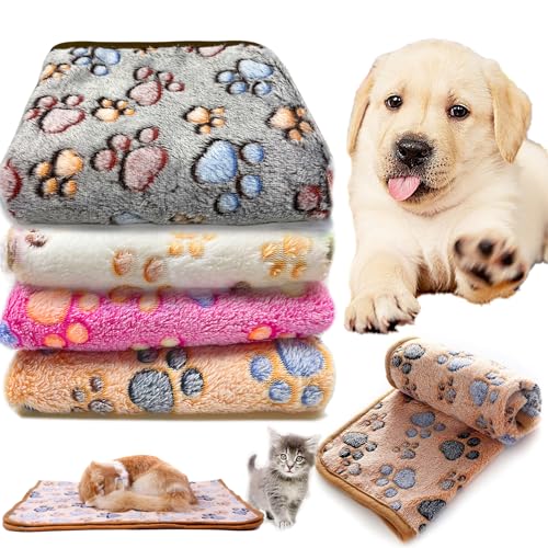 4 Decken Weich Fluffy Fleece Haustier Decke Flanell, 76cm X 104cm, Softe und Warme, Waschbar, Waschmaschinenfest, Katzendecke Fleece Decke Tier Schlafdeck Überwurf für Hundebett Sofa und Couch von WDEC