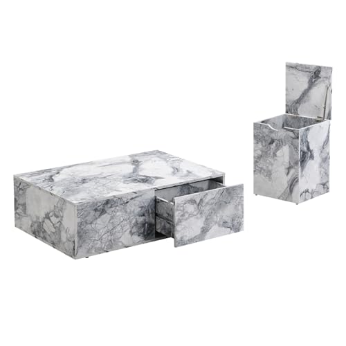 Modulares Wohnzimmer-Couchtisch-Set in Marmoroptik mit Stauraum – Zweiteiliges Design mit Schublade und Klapptisch – Eleganter Beistelltisch für Sofa, Balkon, Lounge, Schlafzimmer, moderne Wohnräume Modulares Wohnzimmer-Couchtisch-Set in Marmoroptik mit Stauraum – Zweiteiliges Design mit Schublade und Klapptisch – Eleganter Beistelltisch für Sofa, Balkon, Lounge, Schlafzimmer, moderne Wohnräume von WEALTHKING