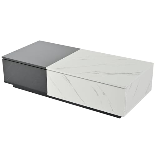 WEALTHKING Moderner Couchtisch mit Marmoroptik-Furnier schwarz-weiß, Schranktür-Design mit gedämpften Klappen, rechteckige Form, versteckter Stauraum, MDF Spanplatte, Pflegeleichte Oberfläche WEALTHKING Moderner Couchtisch mit Marmoroptik-Furnier schwarz-weiß, Schranktür-Design mit gedämpften Klappen, rechteckige Form, versteckter Stauraum, MDF Spanplatte, Pflegeleichte Oberfläche von WEALTHKING